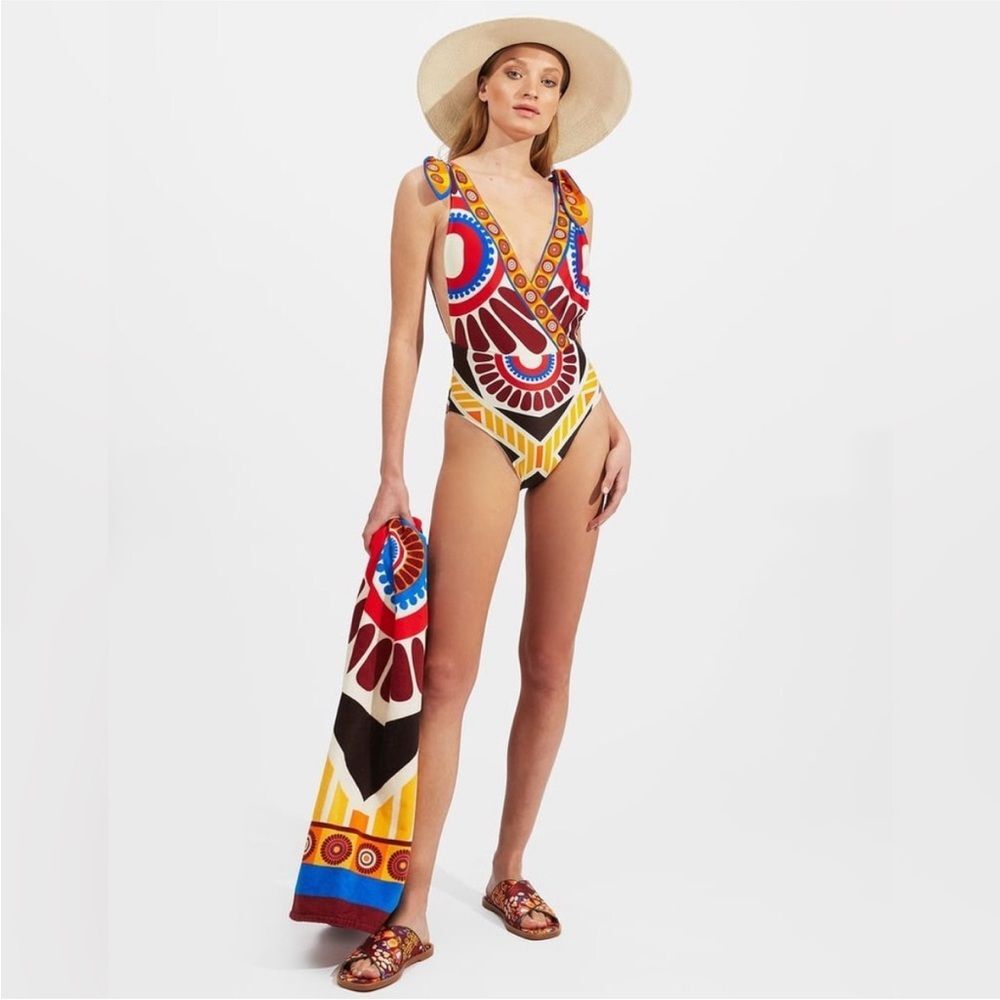 La DoubleJ Hazzard Swimsuit in Solar Placee XS $420 NWT Multicolor Print